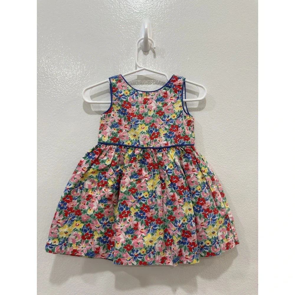 Polo Ralph Lauren Floral Sleeveless Dress Size 9M Designer Baby Dress